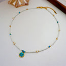 Colgante de cuentas y piedra Turquesa