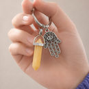 Llavero Mano De Fátima Jade Amarillo Prosperidad