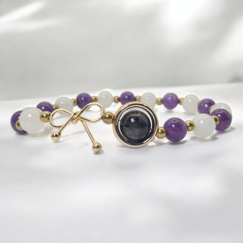 Pulsera de amatista de luz de Luna blanca