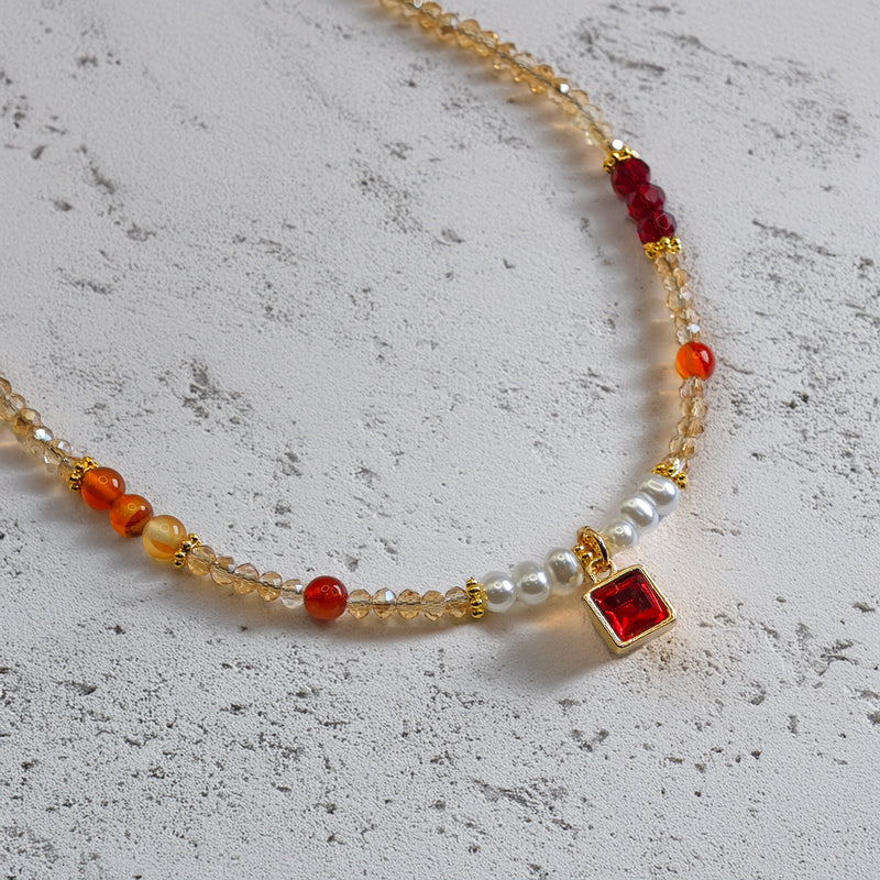 Collar de Perlas y Cristales