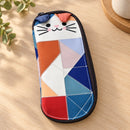 Estuche portátil de gato patchwork para gafas y accesorios