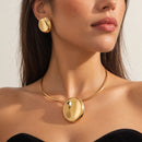 Conjunto Collar y Aros Dorados Espejo Solar
