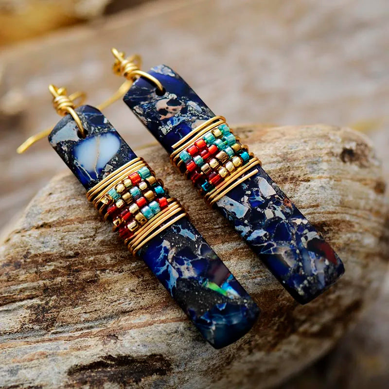 Pendientes Jaspe Marino - Rincón Zen