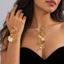 Conjunto Collar y Bracalete Cascada de Flores Doradas