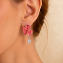 Aros Flor Roja con Gota