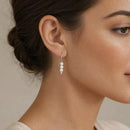 Aros Con Triple Perla Y Plata