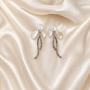 Aros De Perla Y Strass Con Lazo