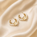Aros Perlas y Camelia Esmaltada