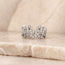 Anillo Ajustable - Flores Plata