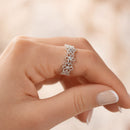 Anillo Ajustable - Flores Plata