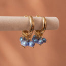 Aros Perlas Azul Tornasol