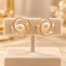 Aros Flor de Rosa con Perla