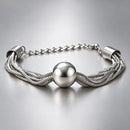 Pulsera de Cadenas con Medallón Plateado