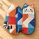 Estuche portátil de gato patchwork para gafas y accesorios