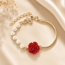 Pulsera De Perlas Y Rosa
