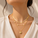 Collar Triple Cadena Serpiente y Corazones