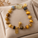 Pulsera Ojo de Tigre y Amuleto