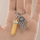 Llavero Mano De Fátima Jade Amarillo Prosperidad