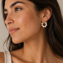 Aros Flor Calada y Perlas