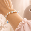 Pulsera de Cristales y Perla Blanca