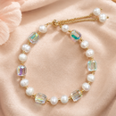 Pulsera de Cristales y Perla Blanca