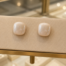 Aros Perla Champagne Cuadrados
