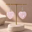 Aros Corazón De Cuarzo Rosa
