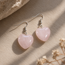 Aros Corazón De Cuarzo Rosa