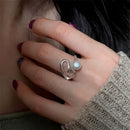 Anillo Ajustable Perla y Corazón