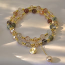 Pulsera Dorada envolvente Cristales y Perla