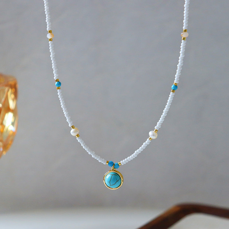 Colgante de cuentas y piedra Turquesa