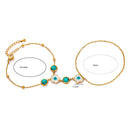 Pulsera de Mano con Anillo  - Turquesa Flor Protectora