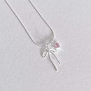 Collar Plata Diamante Rosa
