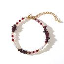 Pulsera Dorada Granate y Perlas