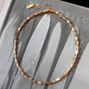 Collar Perlas Ovaladas en Tonos Tierra