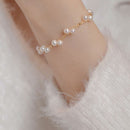 Pulsera Dorada Perlada doble