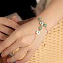 Pulsera de Mano con Anillo  - Turquesa Flor Protectora