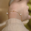 Pulsera Cadena Dorada Perla