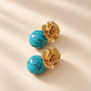 Aros Flor Dorada con Turquesa