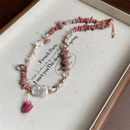 Collar Dorado Perlas y Rodonita