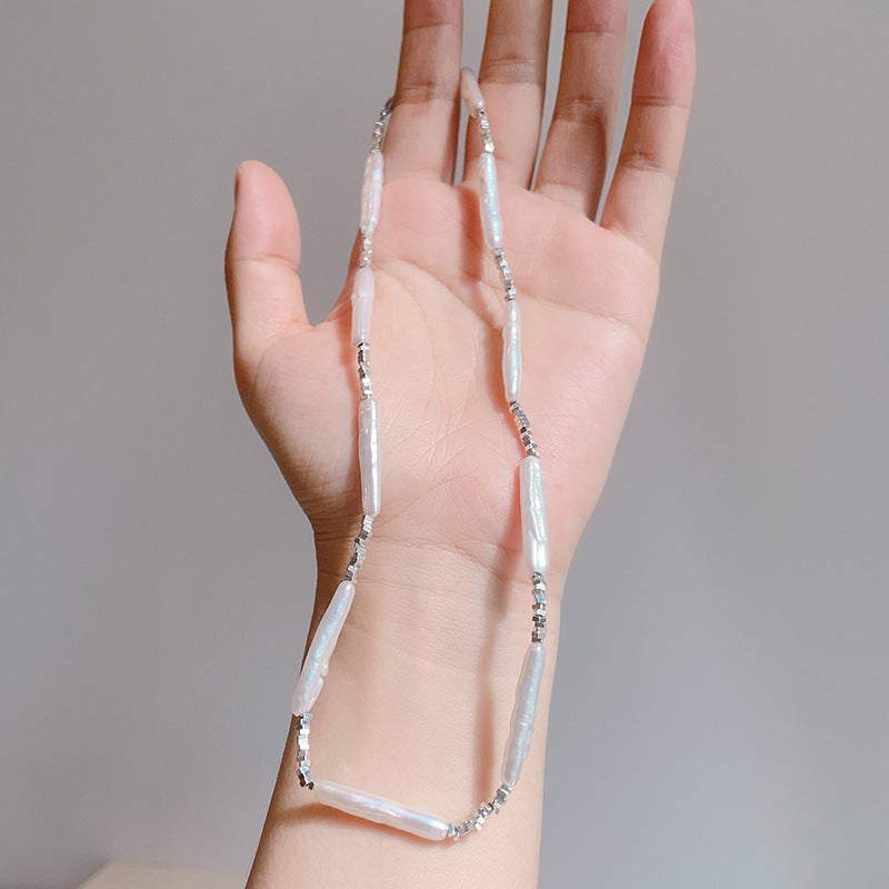 collar plata y perlas horizonte perlado