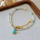 Colgante de cuentas y piedra Turquesa