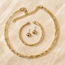 Conjunto Gargantilla y Pulsera Doradas Trenzada