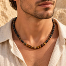 Collar de Ojo de Tigre y Piedra Volcánica