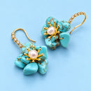 Aros Flor Turquesa con Perla
