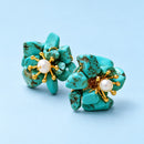 Aros Flor de Turquesa con Perla