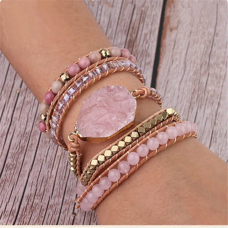 Pulsera Sanadora de Cuarzo Rosado - Rincón Zen