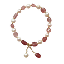 Pulsera cuentas Cristales Rosados y Perlas