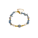 Pulsera Dorada Aguamarina y Perlas