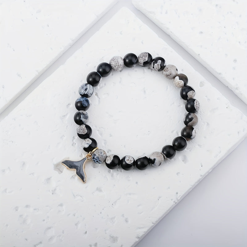 Pulsera cola de Ballena - Ágata negra